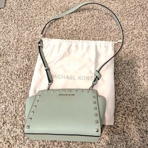 Michael Kors Light Green Studded Crossbody Bag